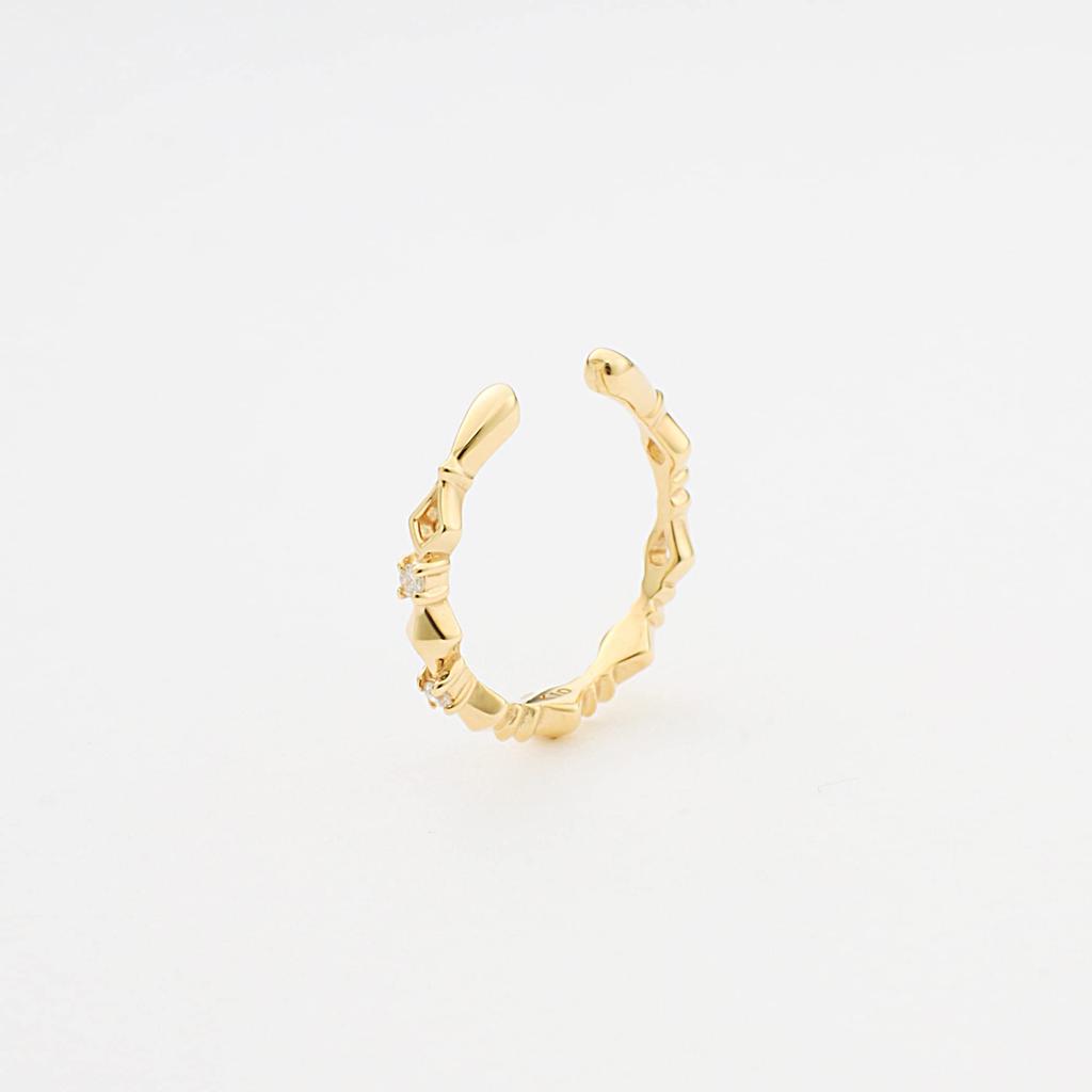 ESTELLE [Official] Women's Ear Cuff, 10K Yellow Gold with Diamonds, Single Ear (0291-0452-0019-0000)