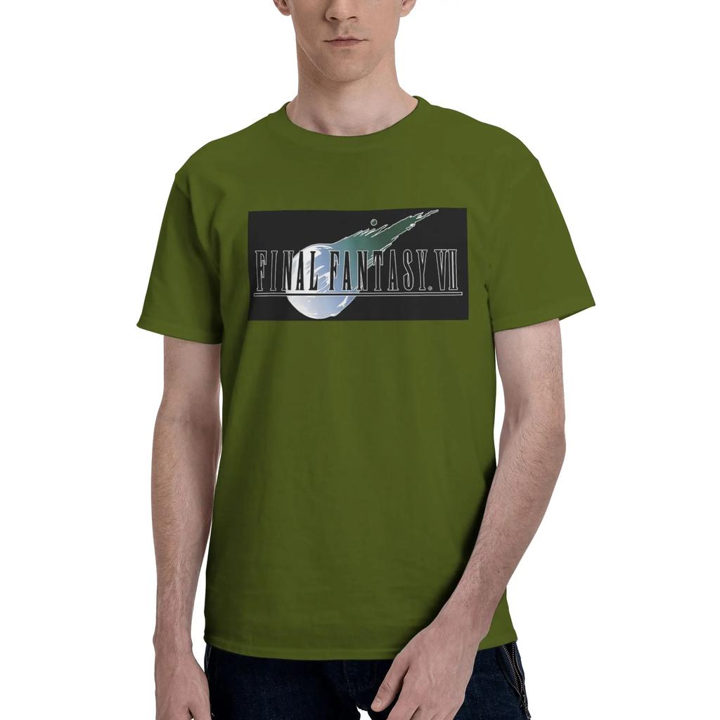 Final Fantasy 7 Log Men T-Shirt Übergröße T-Shirts Herren Rundhals Baumwolle T-Shirts Kurz Sommer Herren