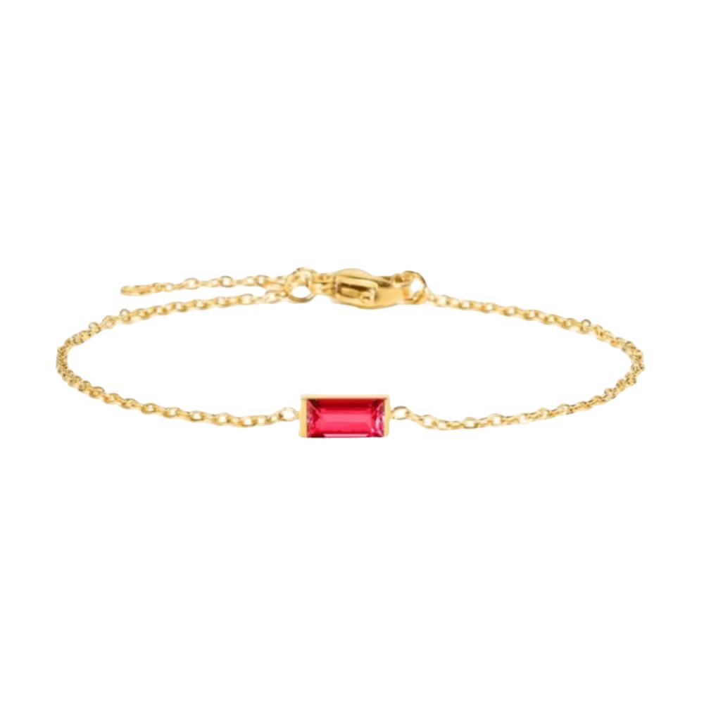 Quadratischer Zirkon Goldplattiertes Armband Stapelbares Minimalistisches Armband Trendiges Geburtsstein-Armband Täglich