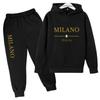 Kids Fashion Brand Letter Print 2pcs Pullover Hoodie+Pants Tracksuits 2-13 Years Boys Girls Casual Outfits Children Clothes Sets
