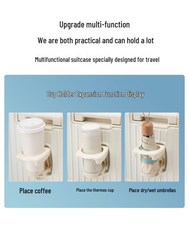 14" Silent Wheel Carry-On Luggage with USB Charger & Cup Holder