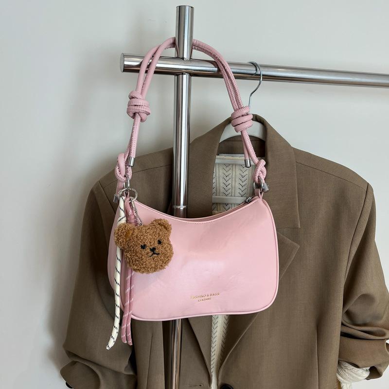 Solid color niche design simple and fashionable dumpling bag new versatile shoulder armpit messenger bag