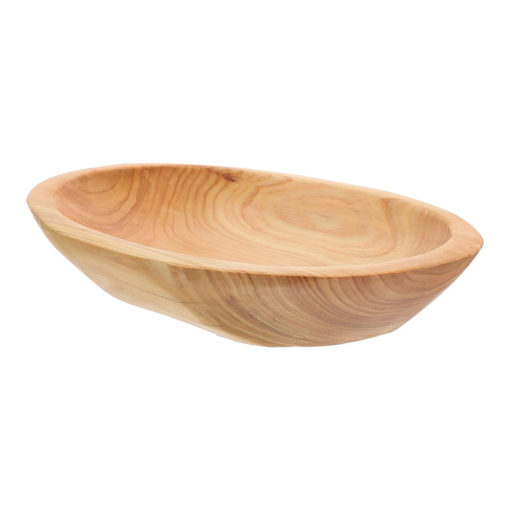 Wood Fruit Tray Oval Solid Wooden Serving Plate Smooth Polished Snack Storage Tray for Kitchen Living Room Wood Snack Plate