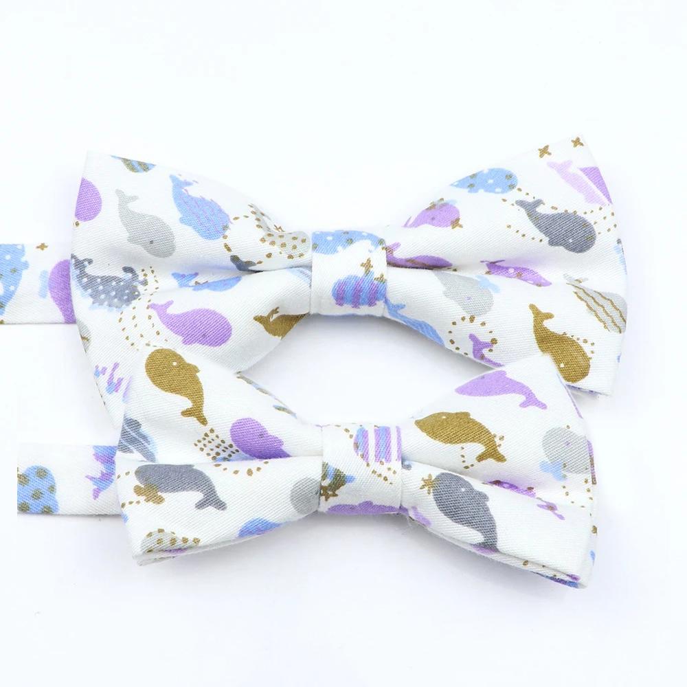 Floral Cotton Bowtie Elephants Whales Flower Pattern Parent Children Family Set Colorful Butterfly Wedding Party Accessory Gifts