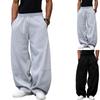 Men’s Baggy Sweatpants Wide-Leg With Elastic Drawstring Waist, Casual Joggers With Deep Pockets Cozy Fleece
