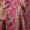 100x145cm Pink Flower Rose Jacquard Fabric Double Fish Lion Qilin Xiangyunsha New Chinese-style Cheongsam Dress Top Fabric