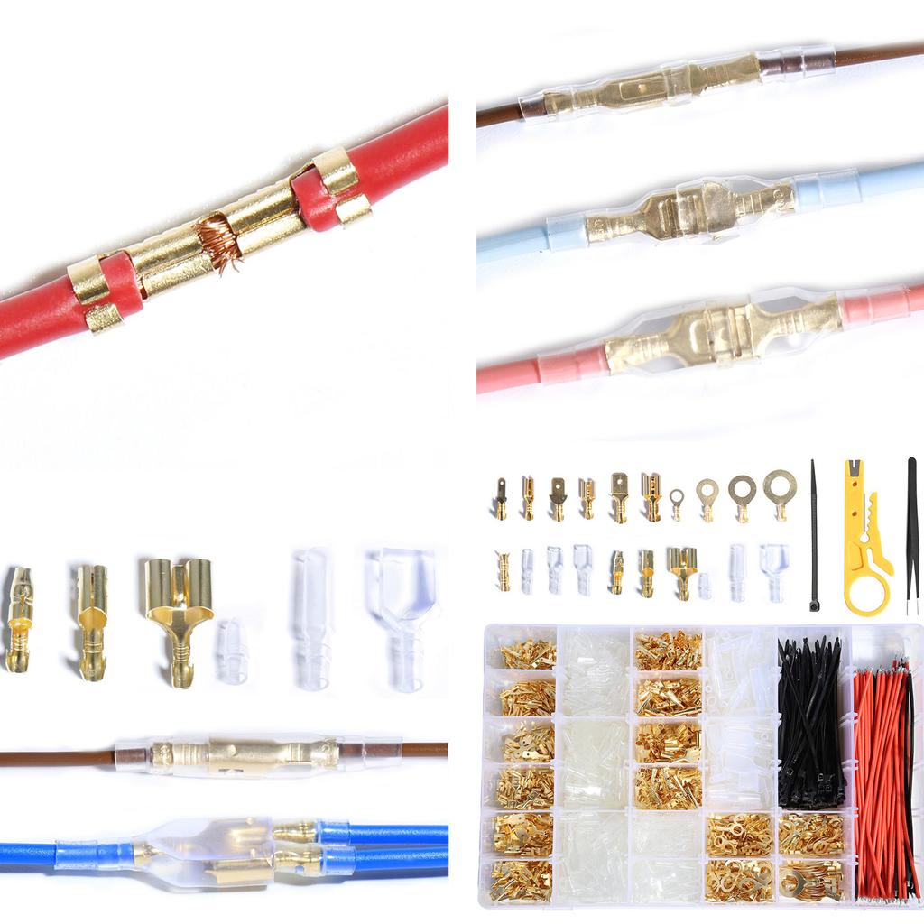 Comprehensive Electrical Spade Terminals set 1450pcs Male/Female Connectors Wiring Terminals Assortment for Enthusiasts