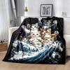 1 Stück leichte Flanelldecke mit Katzenmuster, bequeme und warme Decke, für Camping, Schlafsofa, Couch, Büro, geeignet als Geschenkdecke
