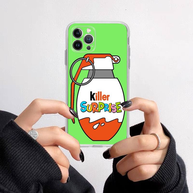 New Trolly egg KINDER JOY Surprise Phone Case For iPhone 14 13 12 11 Pro Max XS X XR SE 2020 6 7 8 Plus Mini Transparent Shell