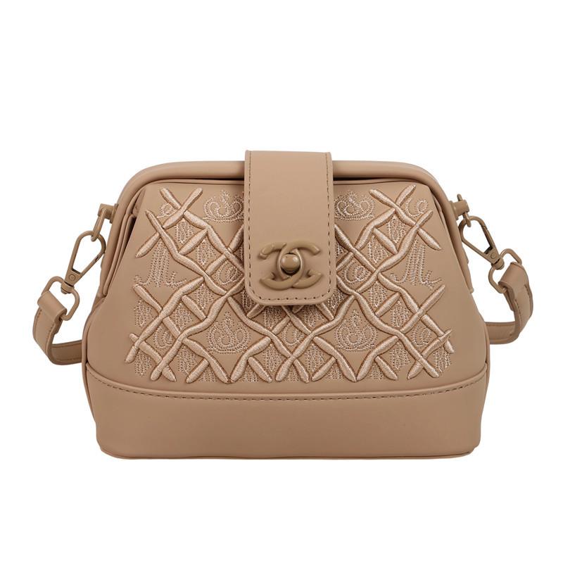 Tung Industri Broderi Skalväska Dam Ny Premium Texturerad Broderitråd Enfärgad Axelväska Crossbody