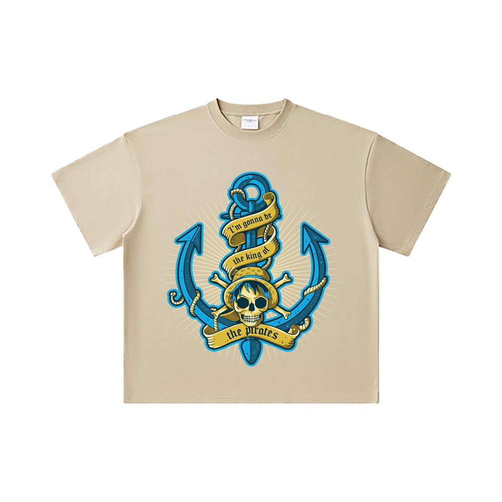 260 GSM Double Yarn 32 Count 100% Cotton One Piece V35 Luffy Kaido Logo Print Unisex Heavy Cotton T Shirt
