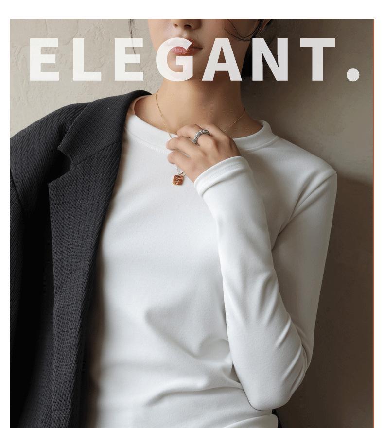 2024 Korean Style Women's Slim Round Neck Velvet T-Shirt, Thick Long-Sleeve for Autumn/Winter