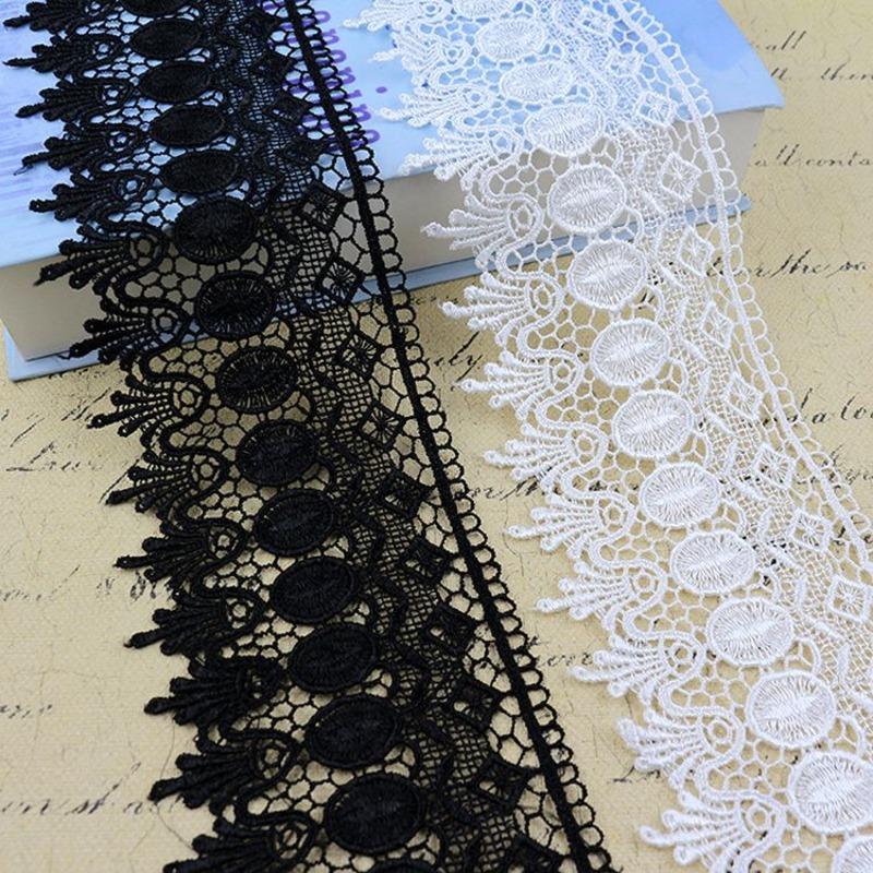 Wide White and Black Lace, 10.5 Cm Long 1 Meter, Fringed Lace Accessories DIY Curtain Skirt Clothes Fabric Accessories
