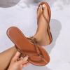 Foreign trade flat-bottomed slippers women's 2025 European and American summer herringbone toe simple casual beach sandals