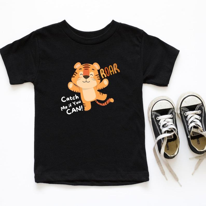 Playful Tiger Cub Kids T-shirt: Cute Jungle Adventure Outfit for Little Ones, Wild Child & Safari Theme, Born To Be Wild Shirt, Youth Tee 140