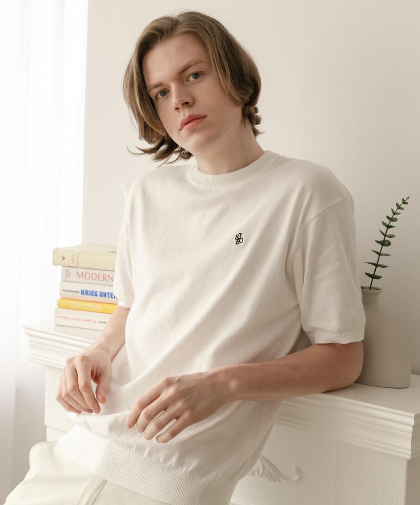 SELITIO Men'S Basic Round Half Knit White