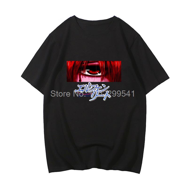 Baumwolle Herren T-Shirt Japanischer Anime Elfen Lied Bedrucktes T-Shirt Lucy Waifu Grafik T-Shirt Sommer O