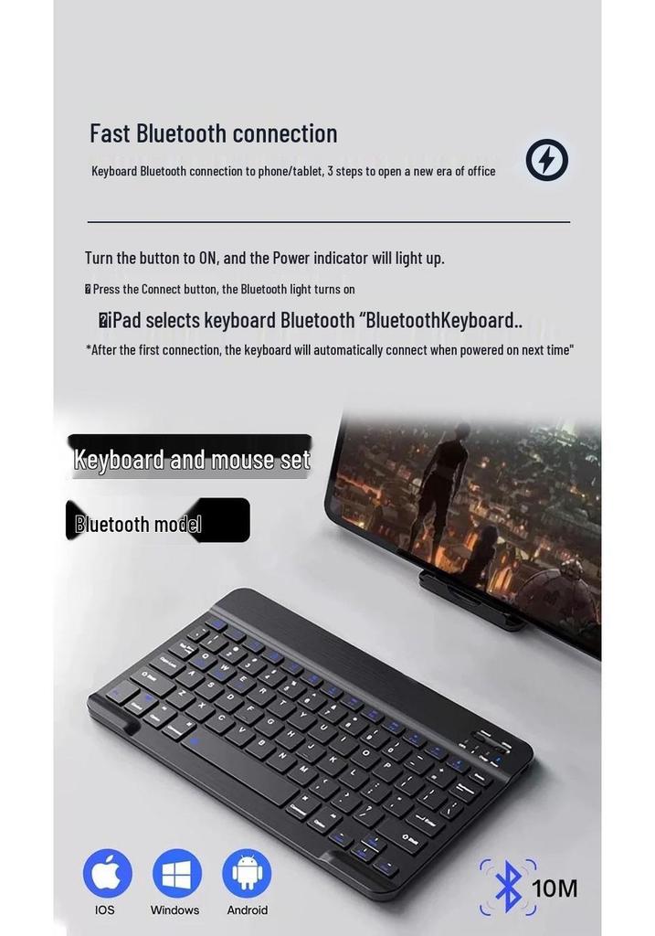 Ultra-thin Silent Multi-device Wireless Bluetooth Keyboard for iPad, Laptop, and Phone - Dual System Compatible.