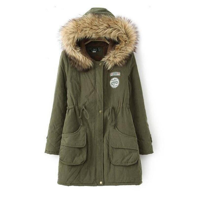 New Women's Warm Cotton Jacket With Fur Collar Hooded Parka For Winter