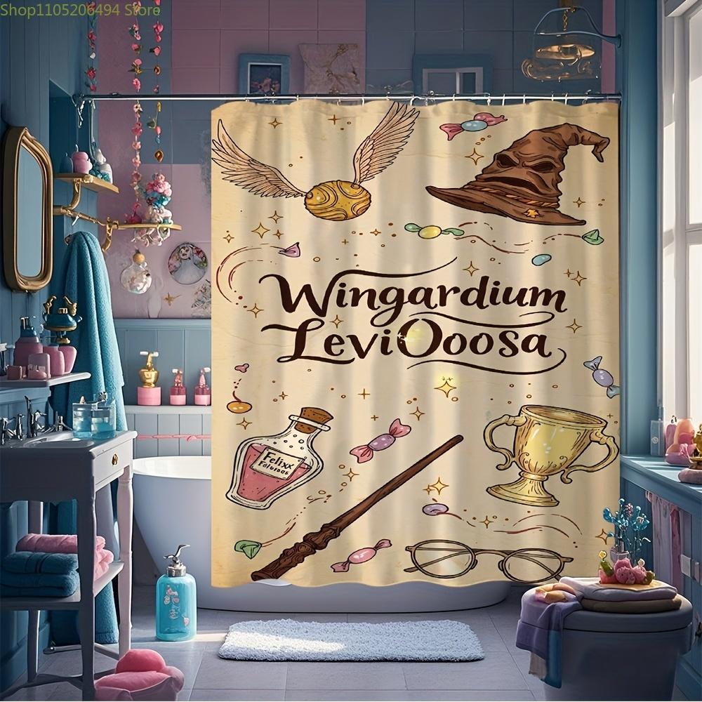 1pc, Warner Bros Harry Potter Movie Theme Shower Curtain with Hooks, 180.09x180.09 cm, Suitable for Bathroom, Camping, Home De 90x180cm