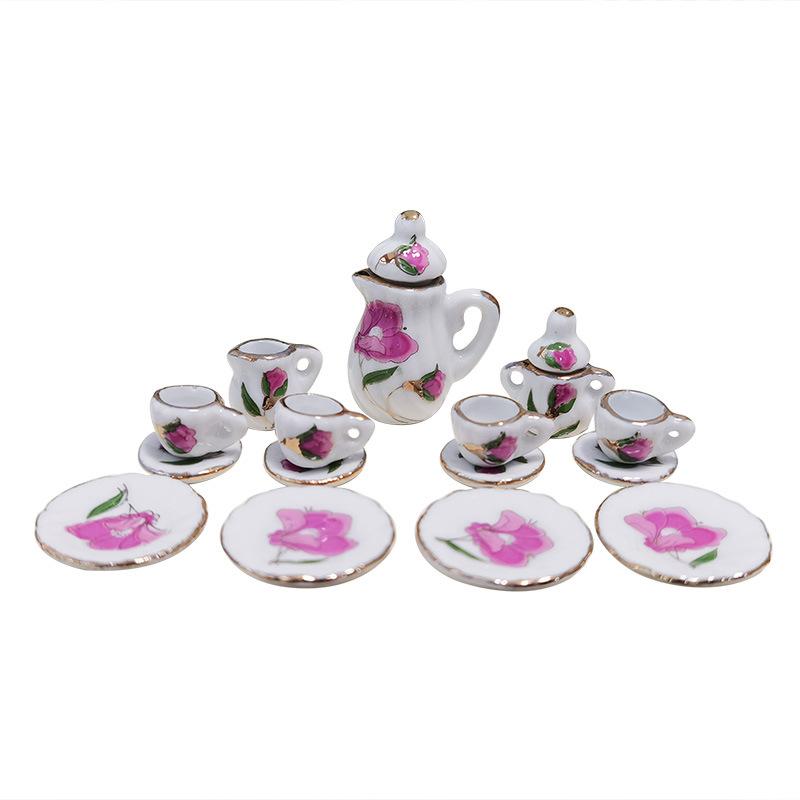

Dollhouse China Mini Ceramic Tea Set Food Play Room Dollhouse Home Toys A