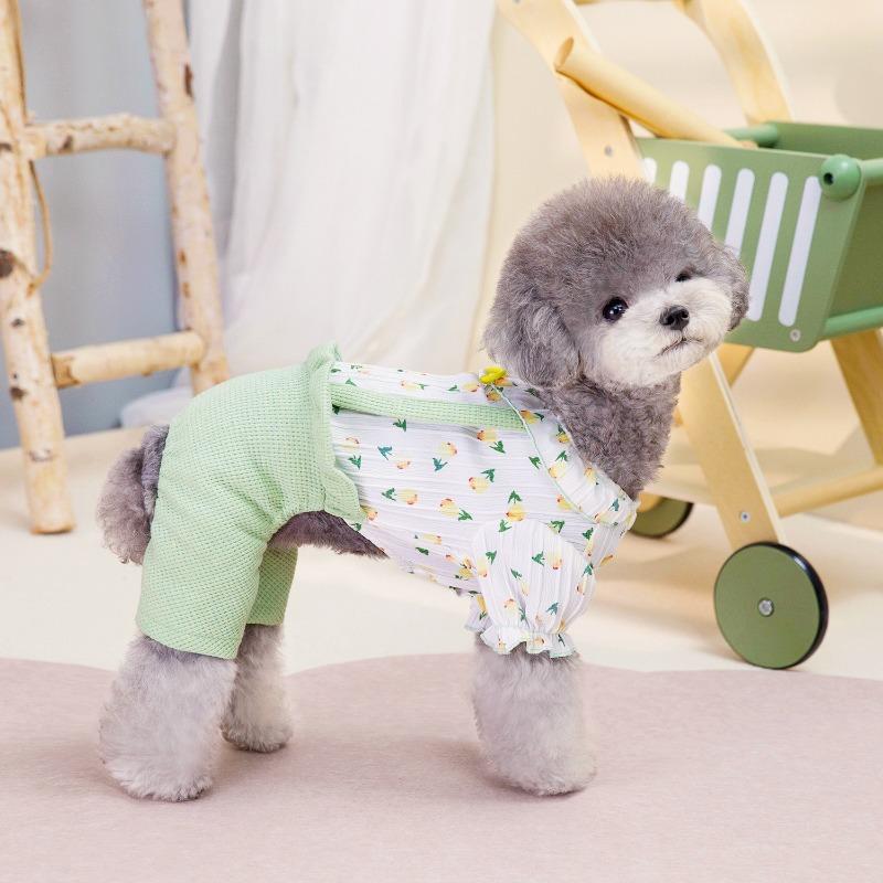 Pet Dog Four-legged Pants Pet Dog Home Clothes Pet Dog Clothes Spring and Summer New 24 Floral Four-legged Pants