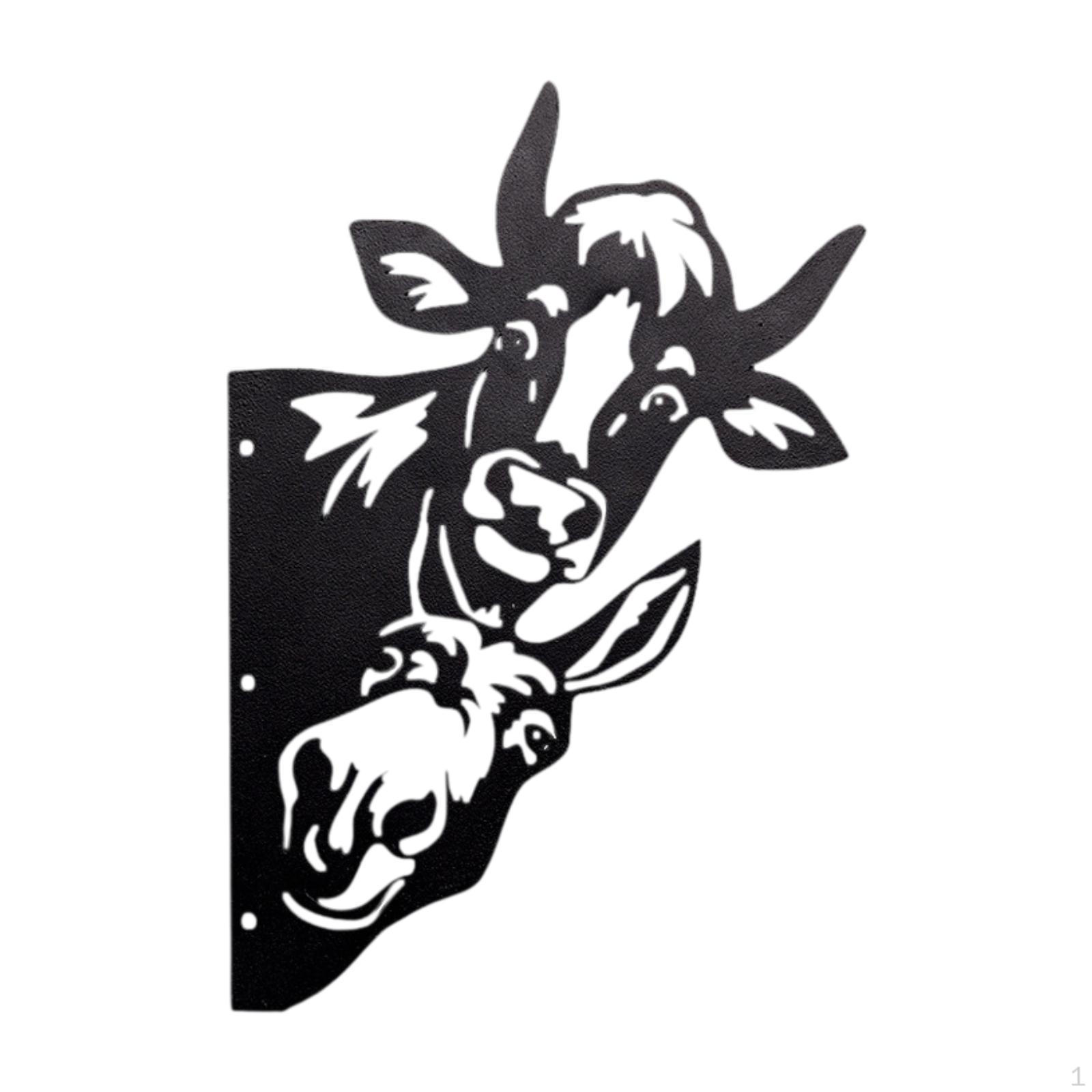 

2D Силуэт из черного металла, Универсальный настенный декор для сада, забора, прихожей, патио, ранчо Cow and Donkey