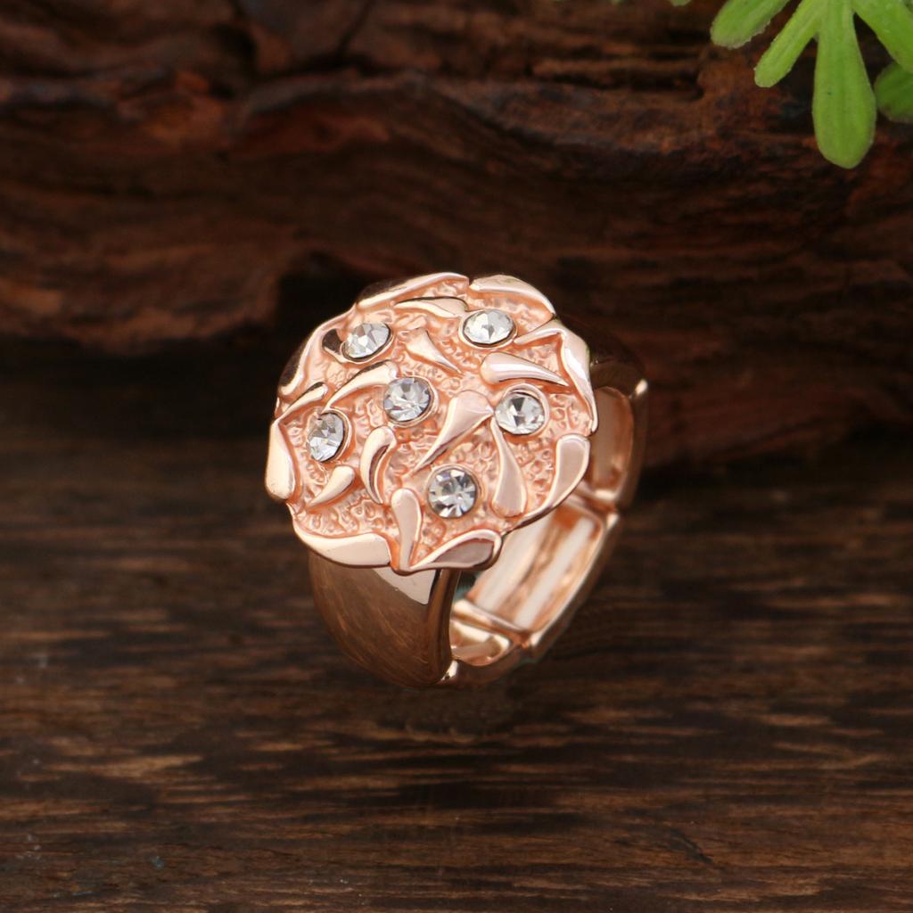Diamond rose elastic ring, women's fashion high-end enamel rose ring