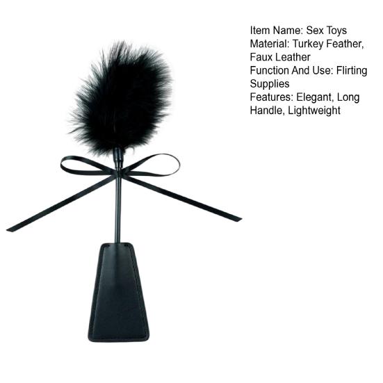 Feather Teaser Faux Leather Paddle 2-in-1 BDSM Sensation Tool for Couples' Roleplay Soft Turkey Feathers Firm Dual Sided Slapper