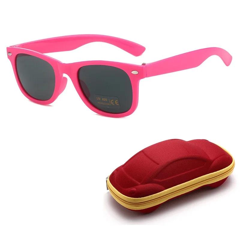Cute Retro Kids Sunglasses With Glasses Box Girls Boys Uv400 Ultra Light Sun Protection Travel Safety Shades Eyeglasses
