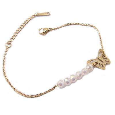 [P4887] - Rose Gold 'Butterfly' Steel Bracelet - 13x10 Mm
