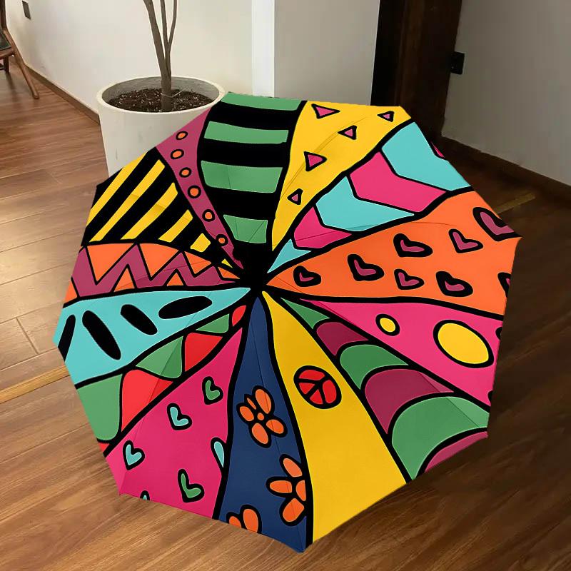 1PC pattern shapesAutomatic Open/Close Umbrella with Windproof, 8-Rib Sturdy Canopy, Durable Ribs, Fashionable Design, Outdoor Accessory, Fun Prin, Ho