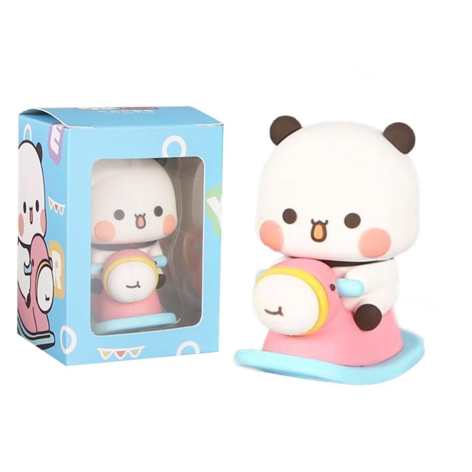 Cute Kawaii Bubu Dudu Panda Bear Figure Cartoon Exciting Bear Miniatures Collectible Animal Toy Doll Ornament Home Derocation