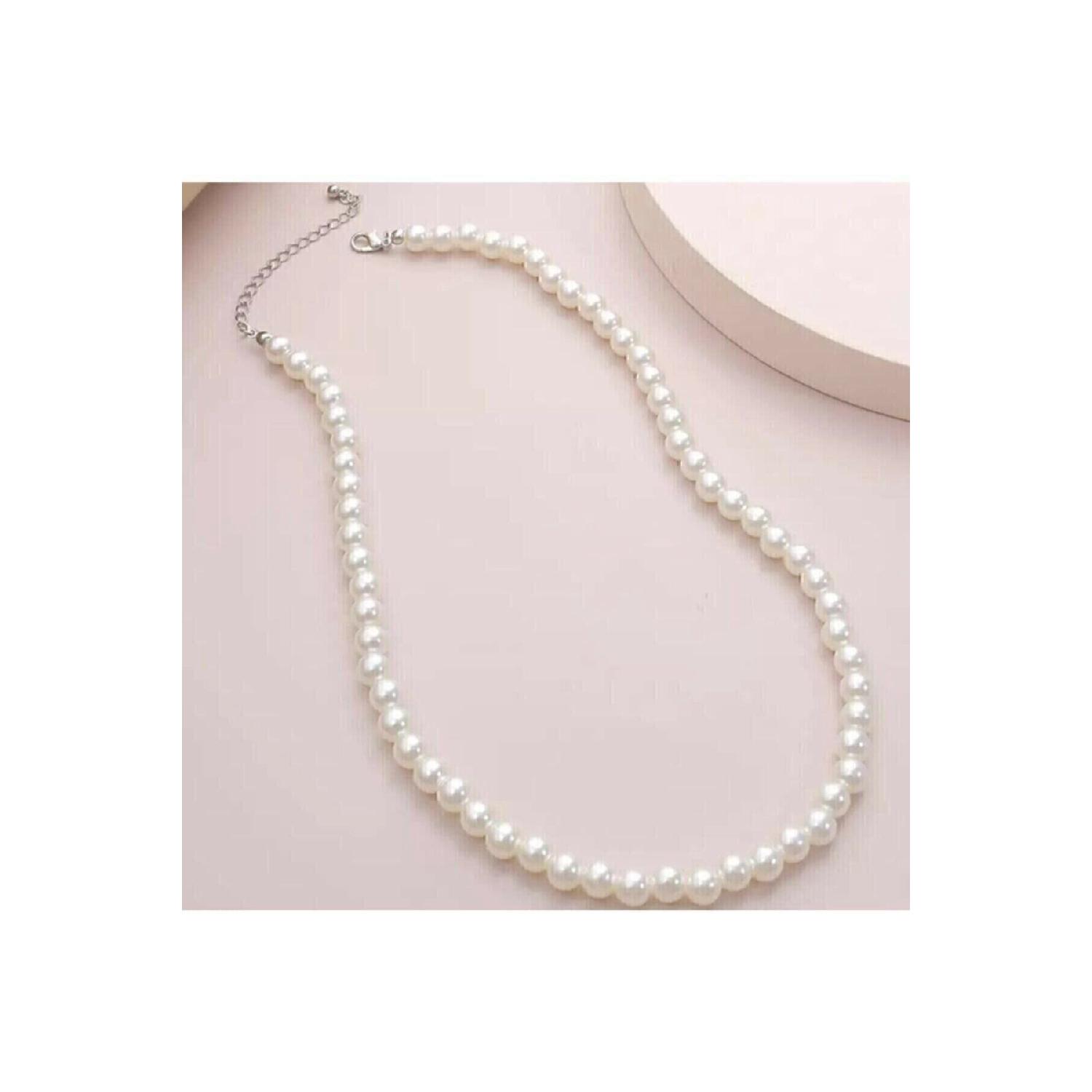 

Unisex Elegant Pearl Necklace Adjustable білий