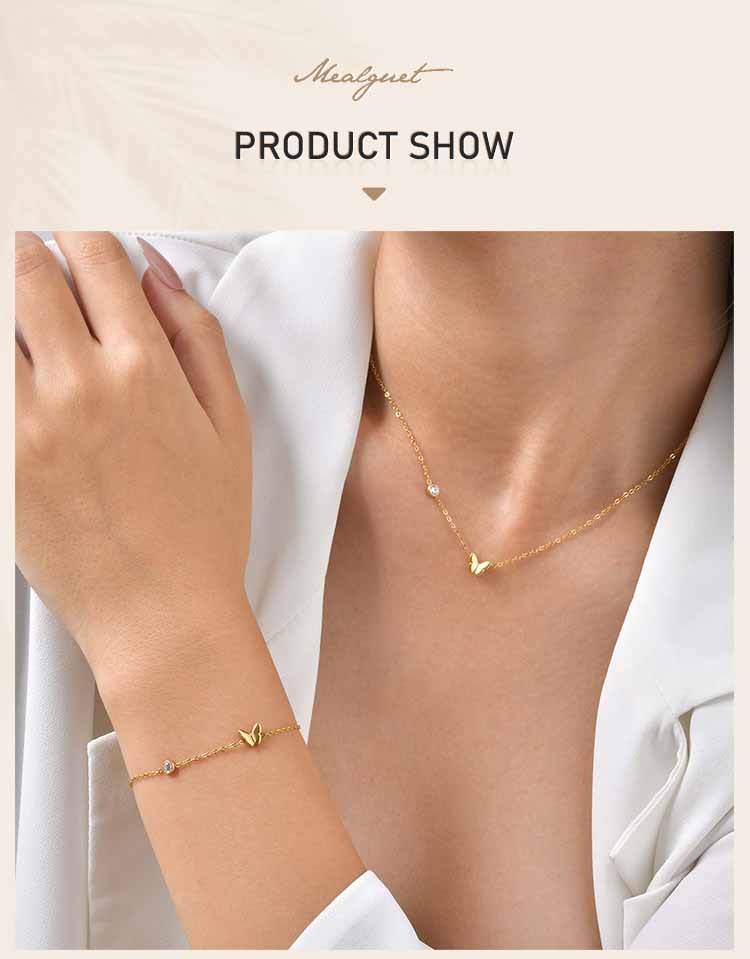 316L Stainless Steel Zirconia Heart Flower Chain Necklace, Women's Thin Link Clavicle Chain Choker,  Fashion Temperament Jewelry
