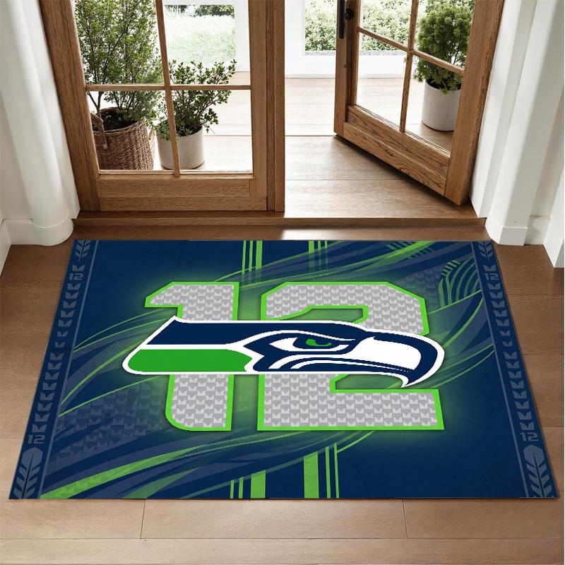 Seattle Seahawks Design Crystal Velvet Rug Soft Decorative Mat for Bedroom Entrance