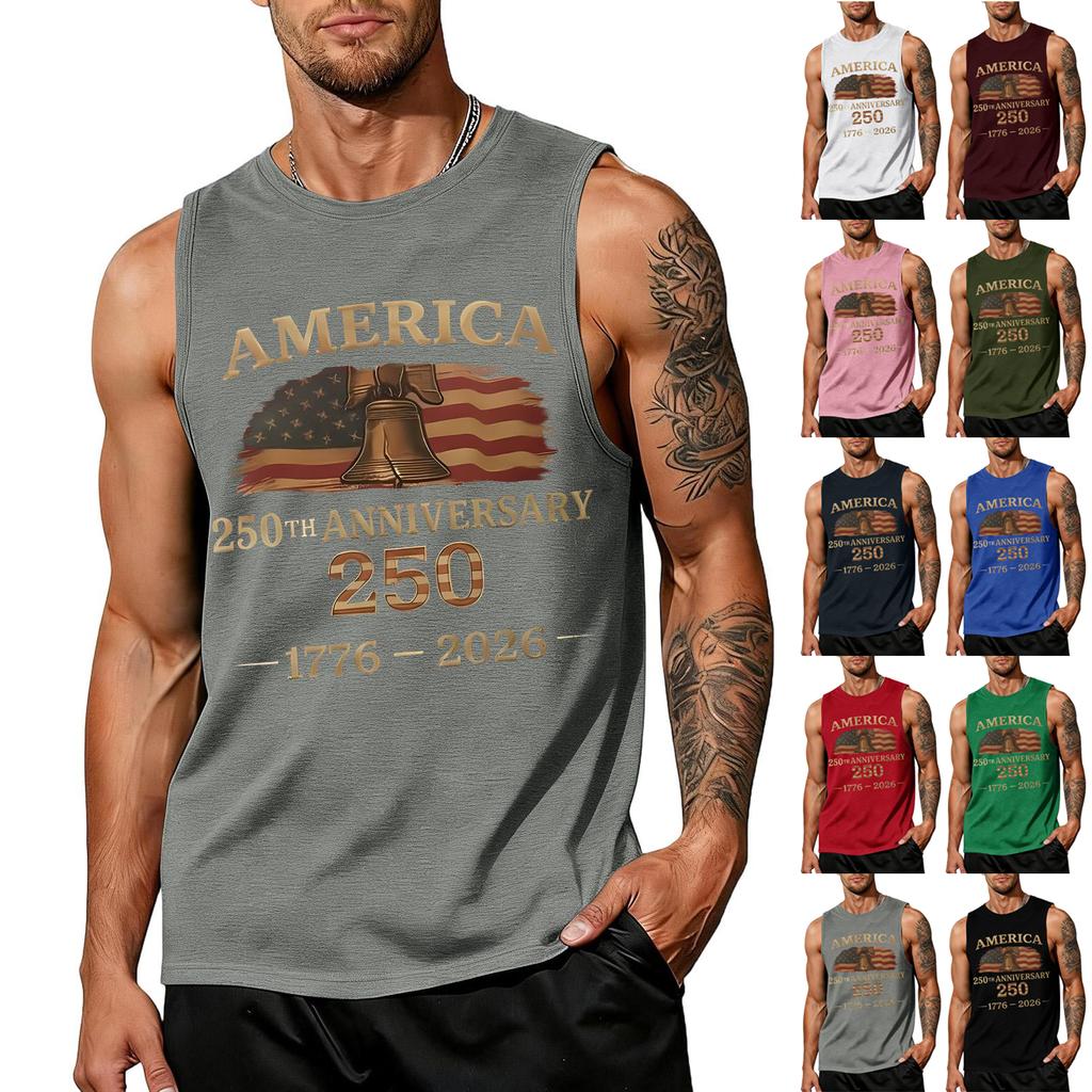 Men 4th Of Shirts USA Muscle Sleeveless Shirt Patriotic Tank Tops