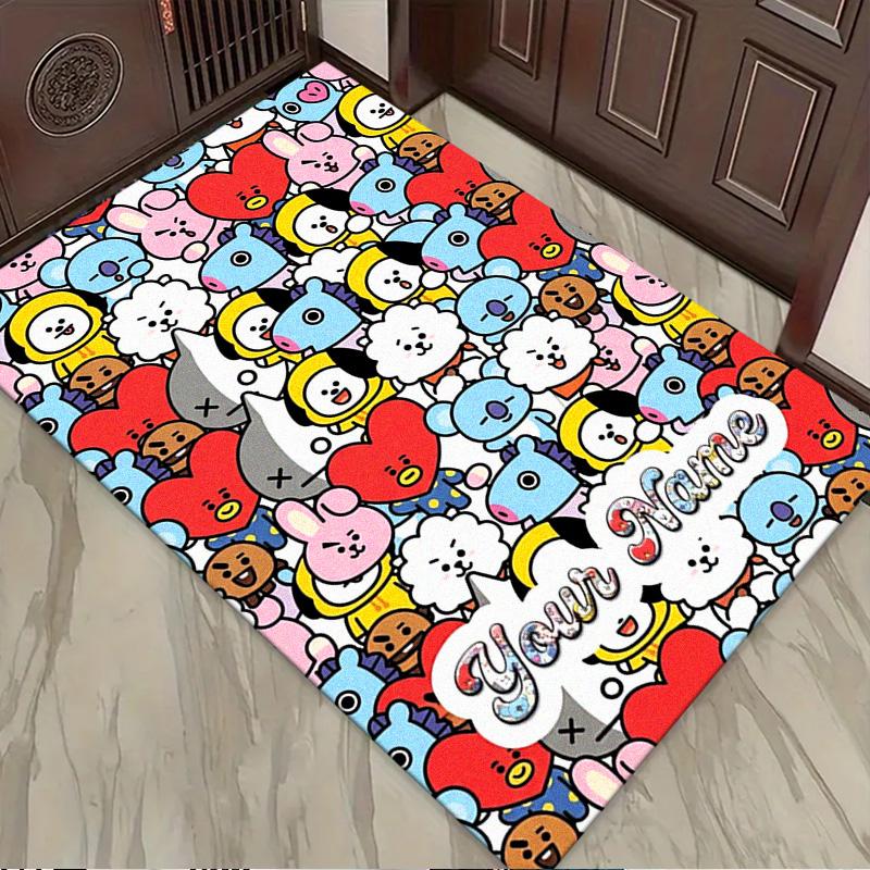 Name Custom Kpop Cartoon Cute BT21 Carpet Rug for Living Room Bedroom Home Sofa Decoration,Kids play Non-slip Floor Mat