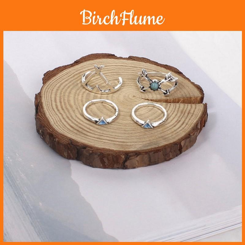 Elegante Set di Anelli in Lega Triangolare con Testa di Alce e Punta di Freccia Turchese Stile Bohemien Zingaro per Donne e Uomini