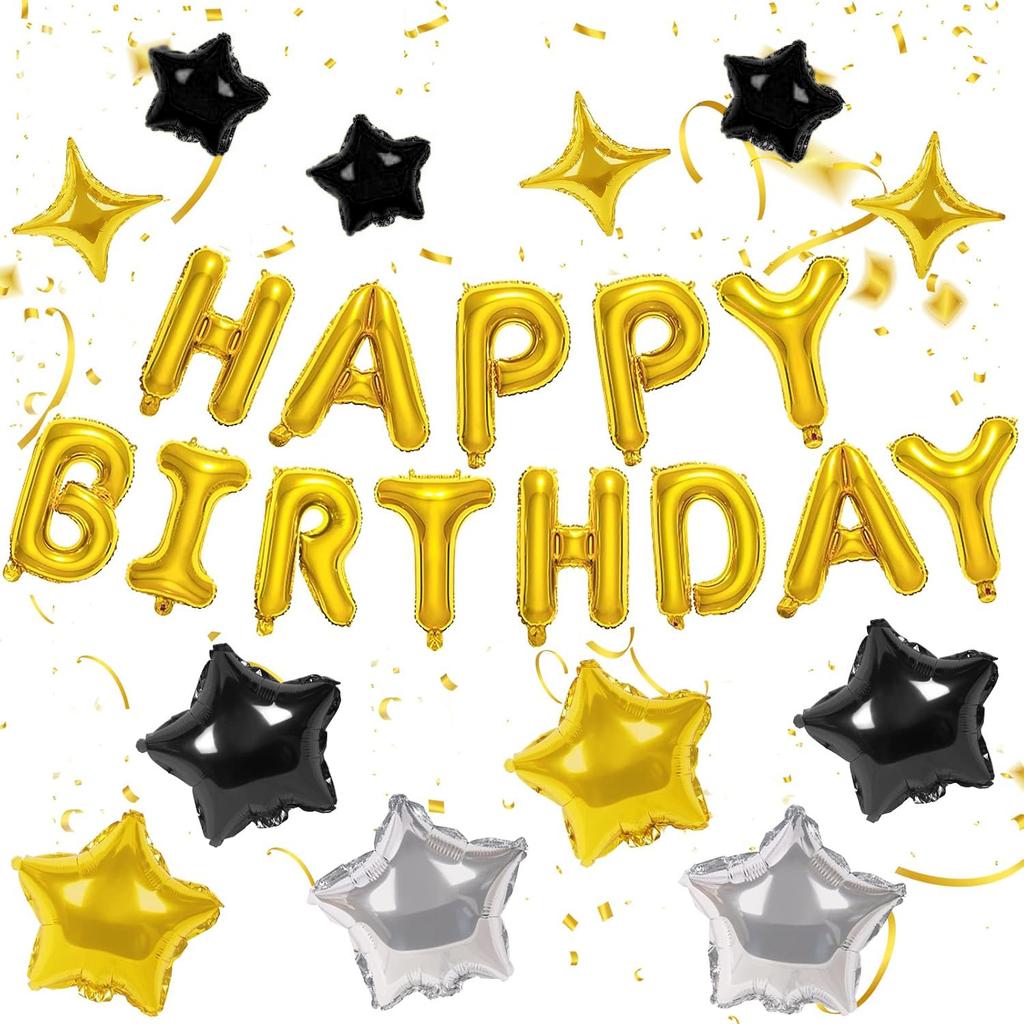 Happy Birthday To Xiyin Tk Aluminum Film Balloon Five-Star Cross Star Set Children'S Birthday Party Decoration