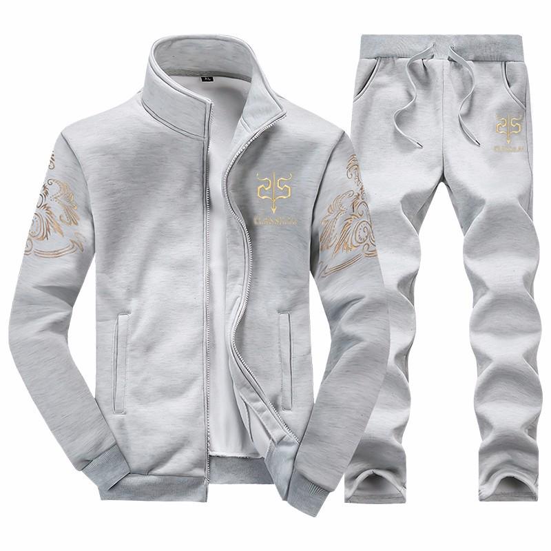 Heren herfstpak 2024: Koreaanse stijl tweedelige casual sportset, maten M-8XL