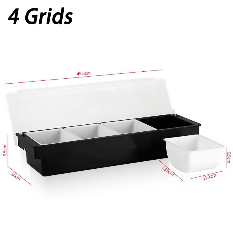 Fruit Box Condiment Container 4-6 Grids With Lid Large Capacity Bar Divided Fruits Bowl Household Seasonin Box Food Storage