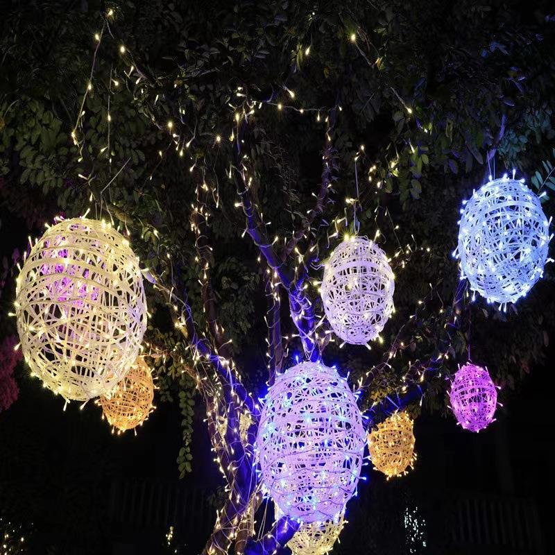Outdoor Waterproof LED Rattan Ball String Lights for Tree Decoration and Festival Ambiance