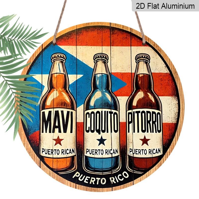 

2D Flat, 1pc Round Aluminum Puerto Rican Drinks Sign, Suitable for Hanging Art in a Garage, Farmhouse, Shop, Porch, Living Room, Bedroom, Garden 7.87*7.87in