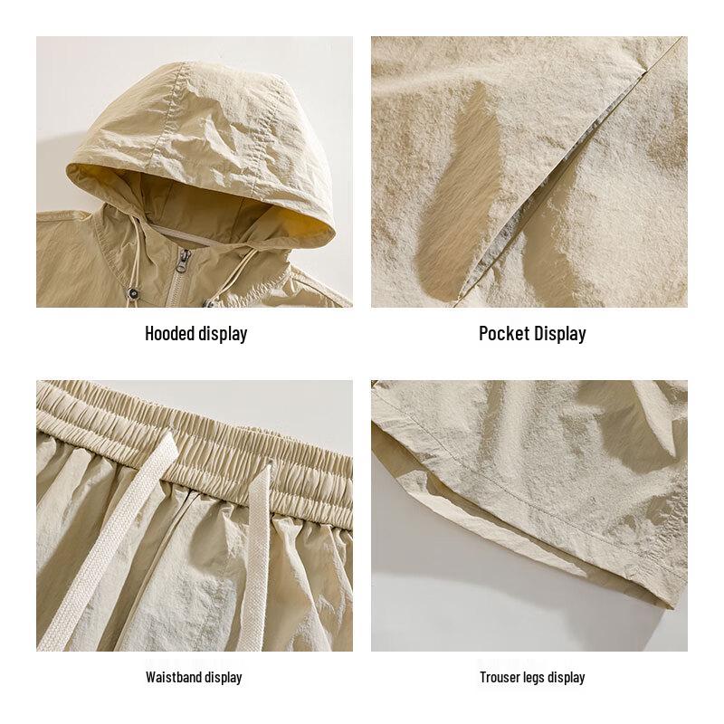 Men's Hooded Ice Silk Cooling Quick-Dry Sportswear Set