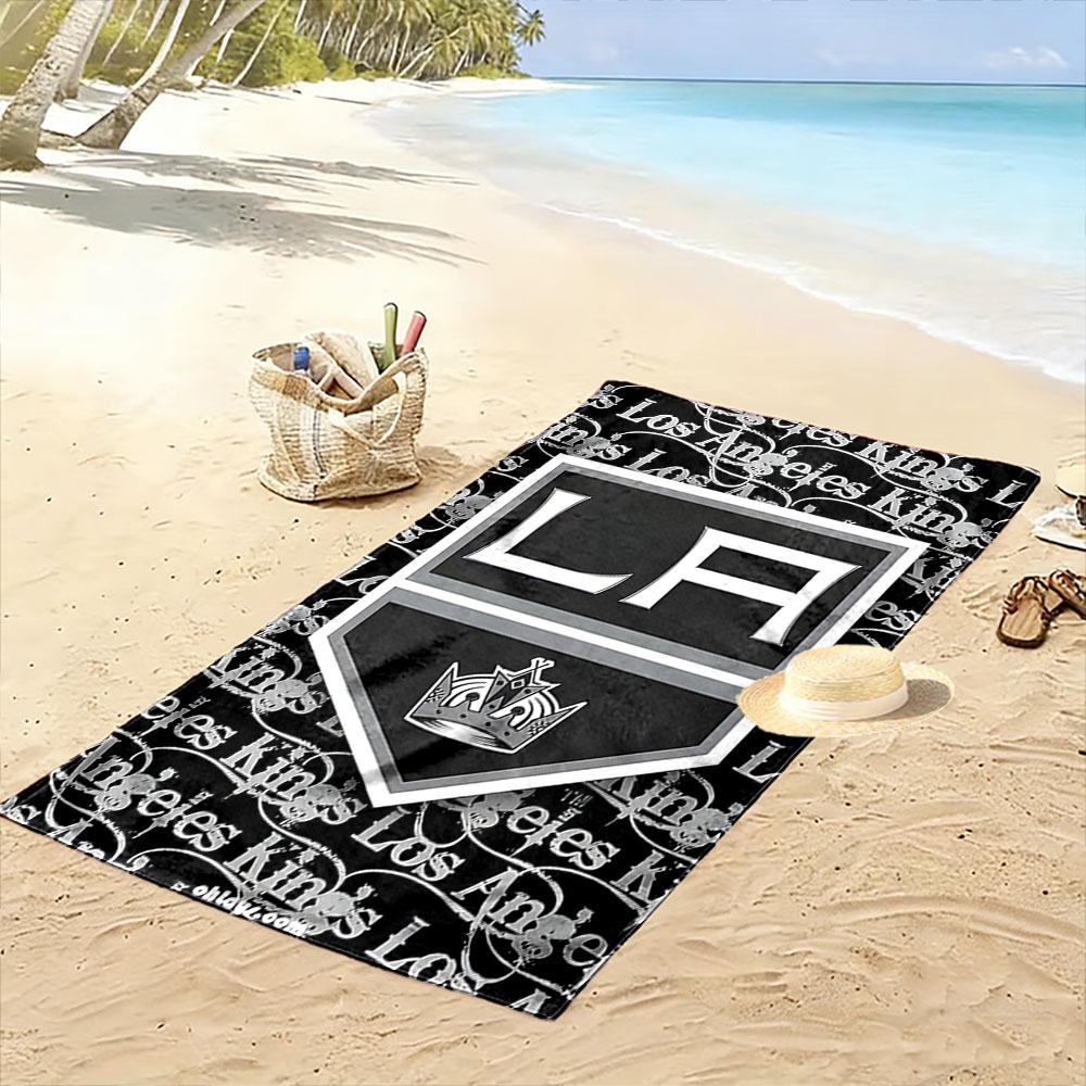"LA Kings Logo with Crown Design" Patterned Beach Towel Quick Dry Perfect for Travel Outdoor Sports Jogging the Beach and Swimming