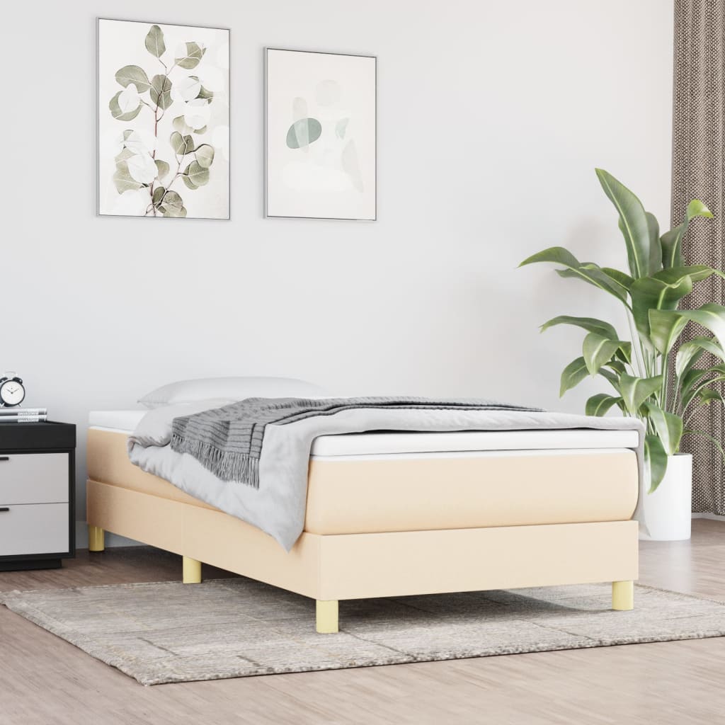 Vidaxl Bettrahmen Ohne Matratze Cremefarben 90X190 Cm Stoff