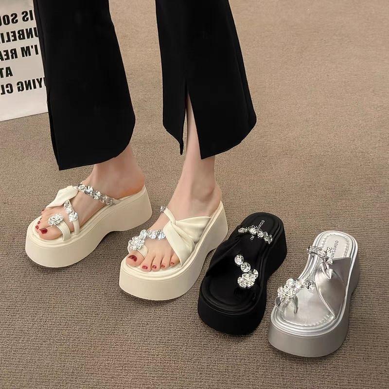 Thick Sole Platform Slippers For Women With Non Slip Rubber Outsole For Summer Casual Wear