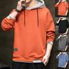 Felpa da uomo a colori contrastanti con coulisse, casual, manica lunga, spessa, larga, felpa autunnale per l'uso quotidiano