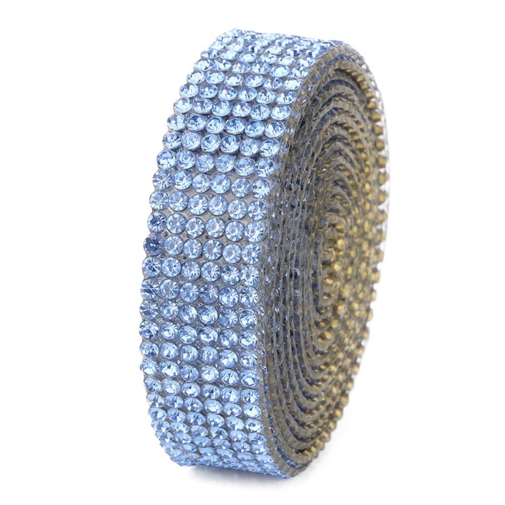 1pcs Self Adhesive Crystal Mesh Trim 6 Rows Rhinestone Banding Rhinestone Strips DIY Arts Crafts